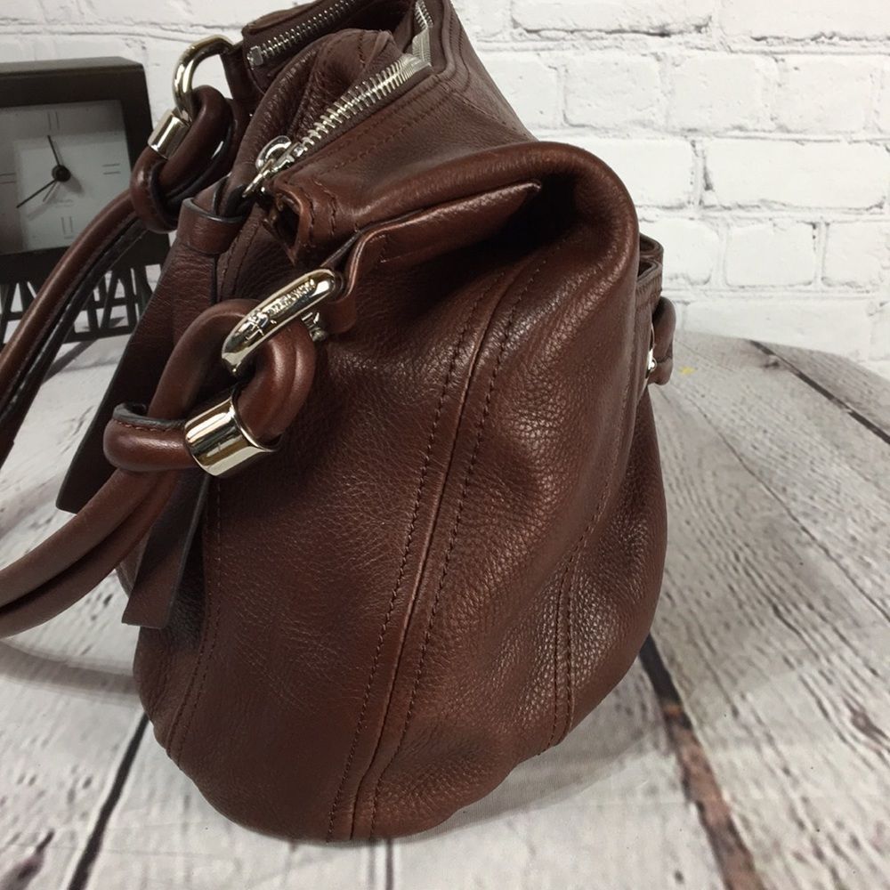 b. Makowsky Chocolate Brown Soft Leather Shoulder Bag Purse - Picture 10 of 16